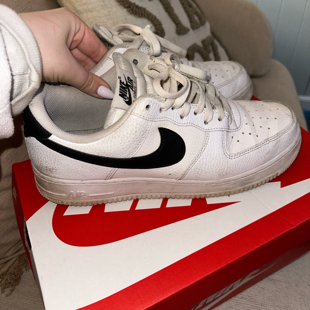 Nike Air Force 1 White Sneakers with black check - Picture 2 of 5